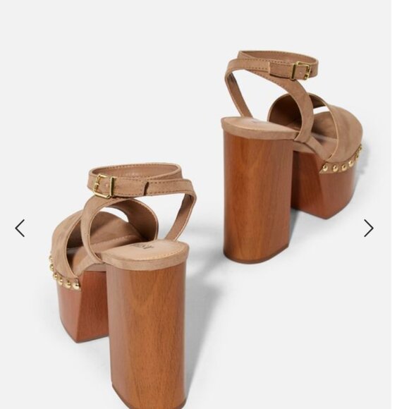 ⭐️ Wooden Block Boho Modern Classy Chic Glam Wood Hipster Elegant Strap Heels - Picture 9 of 11